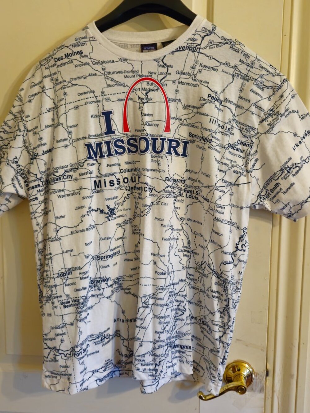 NWT State of Mine Mens XL Missouri I Love My State All Over Print T Shirt White